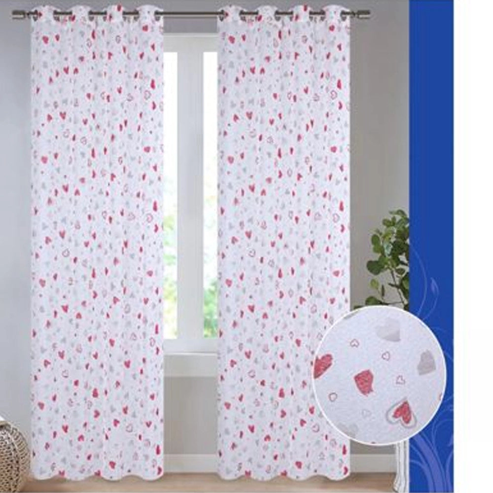 Trade Shop - Tenda Dorotea Cuori Pannello Singolo 8 Borchie Porta Finestra Bastone 140x280 Cm -