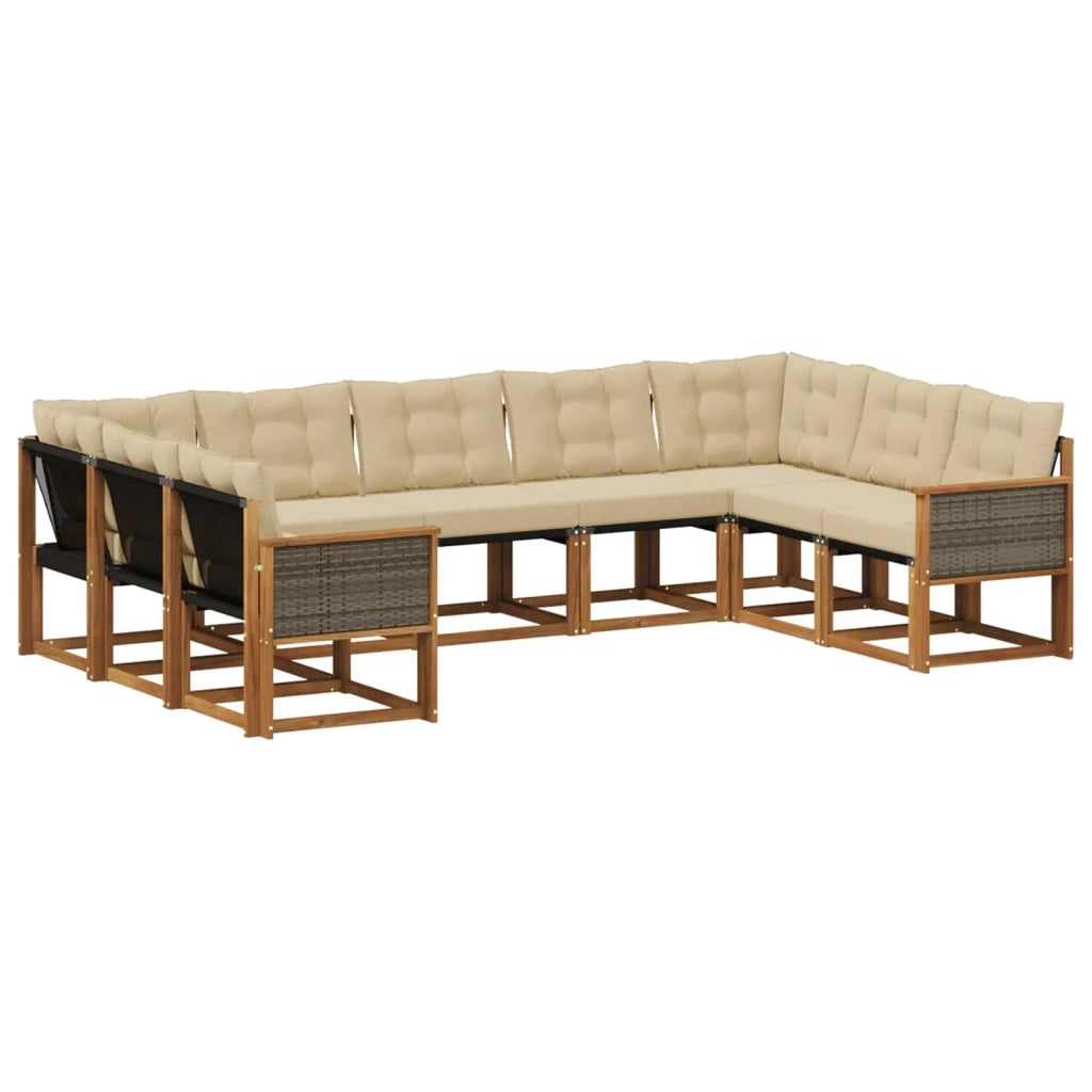 Set di divani da esterno 9 pz Naturale e Beige 3382205