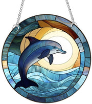 Decorazione a specchio per finestra - Delfino - Decorazione per finestre interna/esterna - Decorazione senza forare - Decorazione artistica - Belli motivi dipinti