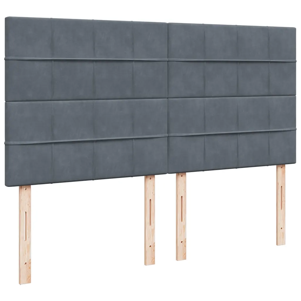Giroletto a Molle con Materasso Grigio Scuro 180x200 cm Velluto