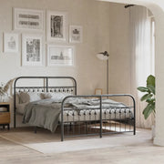 Giroletto con Testiera e Pediera Metallo Nero 140x190 cm 376618