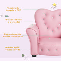 Poltroncina Mini per Bambini 59x41,5x49 cm in PVC Rosa