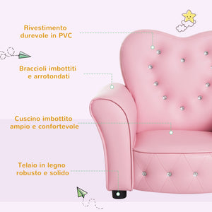 Poltroncina Mini per Bambini 59x41,5x49 cm in PVC Rosa