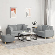 Set Divani 3 pz con Cuscini Grigio Chiaro in Tessuto 3202110