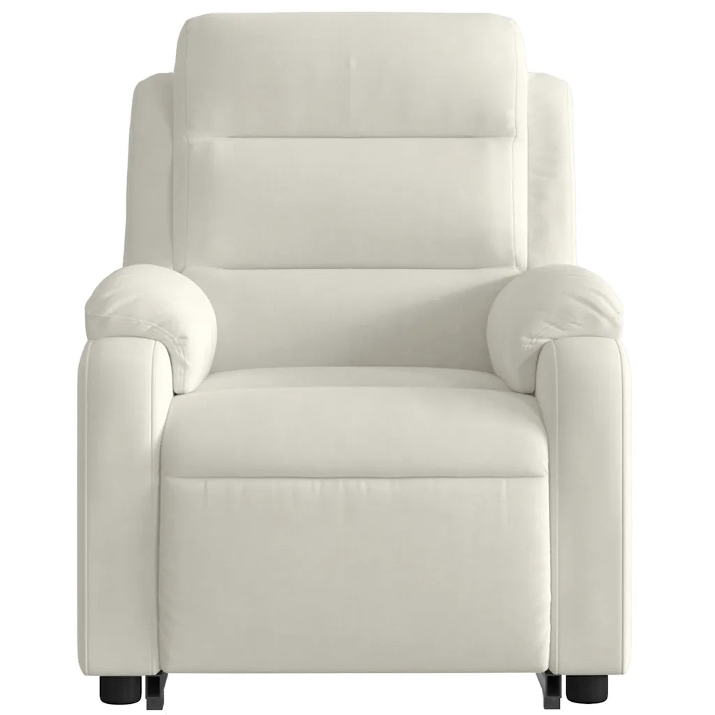 Poltrona Alzapersona Reclinabile Crema in Velluto 3205101