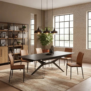 Tavolo da pranzo allungabile in ceramica effetto marmo grigio Iulius 160-240x90 cm fino a 10 posti | Duzzle