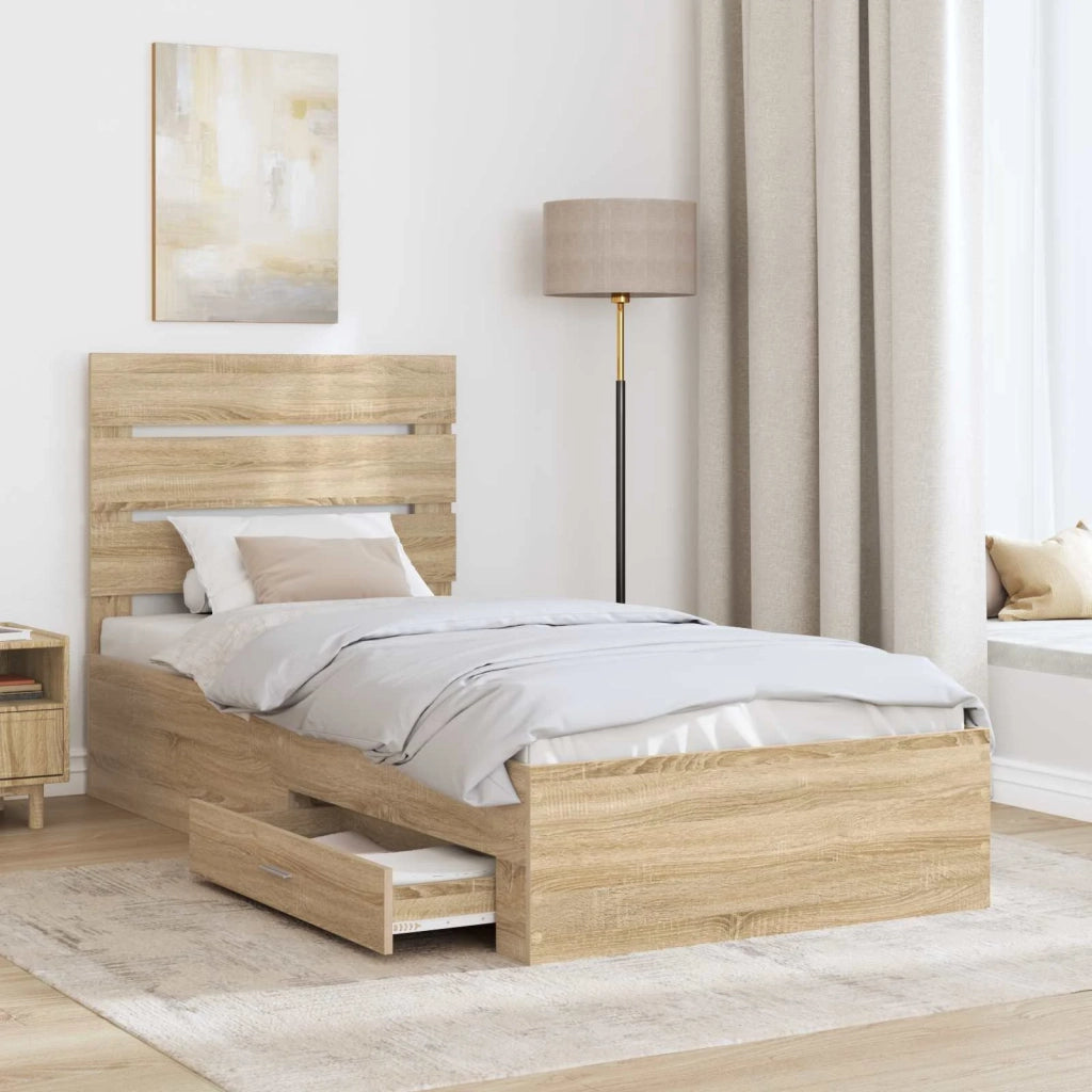 Struttura del letto Rovere Sonoma 90 x 190 cm Legno multistrato 3412022