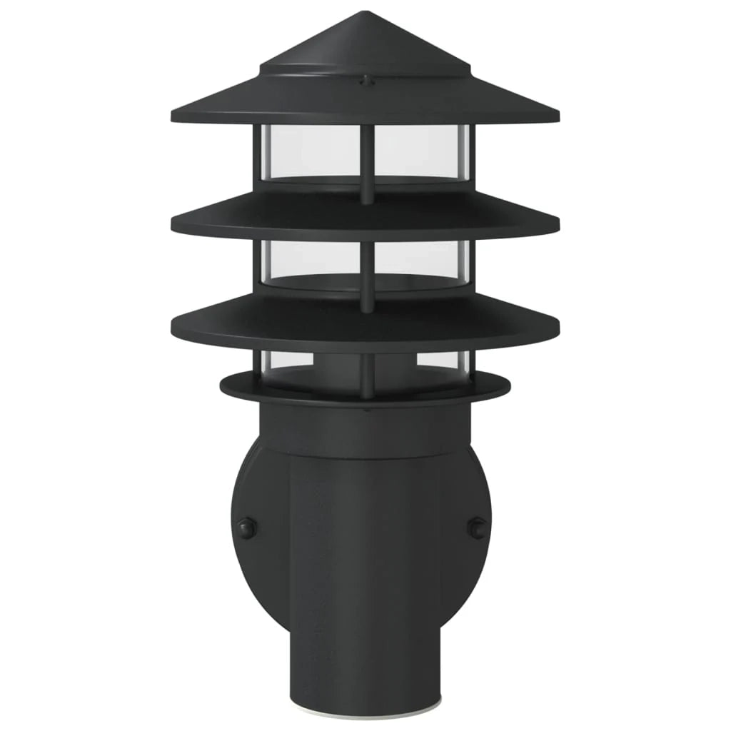 Set di 2 applique da esterno 15,5 x 15,5 x 28 cm design elegante resistente alle intemperie acciaio inox nero 02_0056552