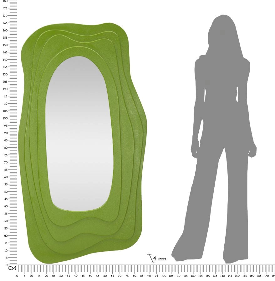 Specchio da Muro Dafne Verde 90x4x165 cm in MDF e Specchio Verde