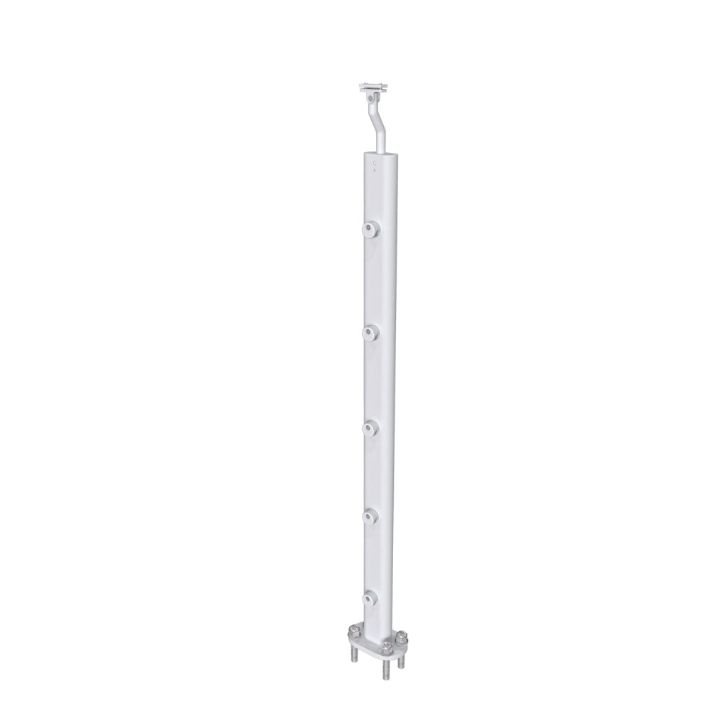 Ringhiera Parapetto in Alluminio Argento Opaco 200x100cm per interni ed esterni a Fissaggio a Pavimento