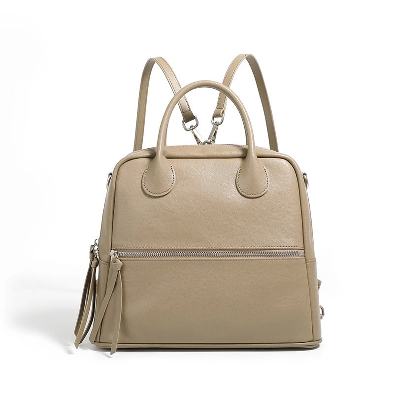 Borsa a tracolla da donna in vera pelle, modello tote o hobo, grigia.