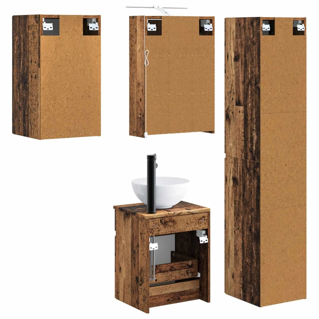 Set di Armadi da Bagno 5 pcs Legno antico 43 x 16 x 62,5 cm 3407349