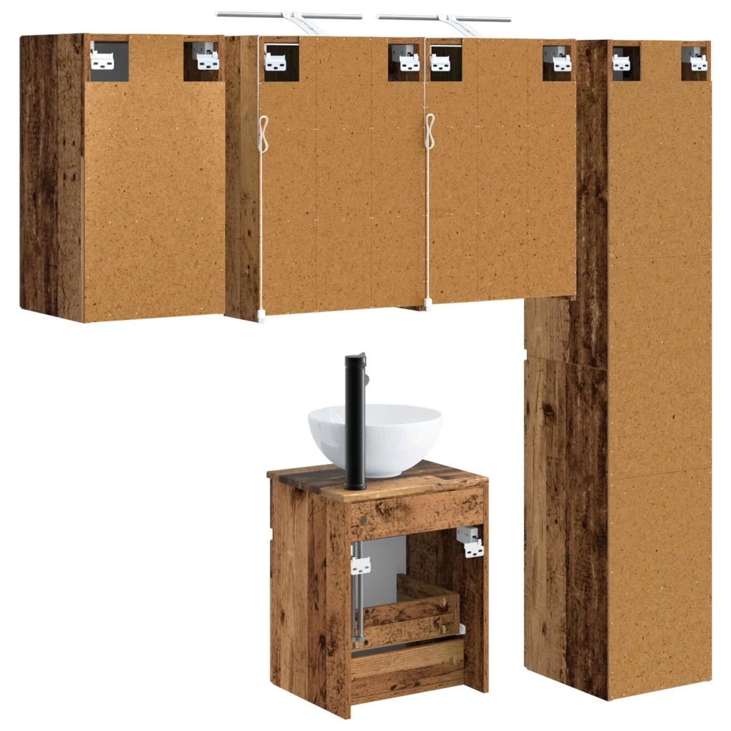 Set di Armadi da Bagno 5 pcs Legno antico 43 x 16 x 62,5 cm 3407349