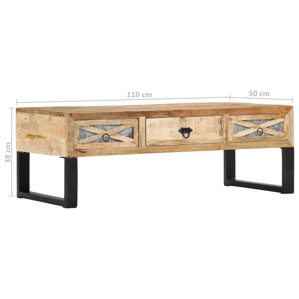 Tavolino da Salotto-Tavolino da soggiorno-Tavolo 110x50x38 cm in Legno Massello di Mango