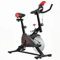 Cyclette da Casa con Resistenza Regolabile, Cyclette Professionale da Camera con Sella e Manubrio Regolabile, Monitor LCD, Sensore Battito Cardiaco Porta Celullare e Volano 6kg, Max.100kg