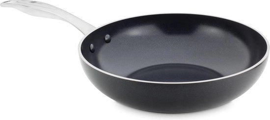 Pentola Wok in Ceramica 28 cm - Adatta per induzione e lavastoviglie - Smalto salutare antitrasformazione senza PFAS - Pentola Wok in Ceramica | Adatta per induzione | Lavastoviglie
