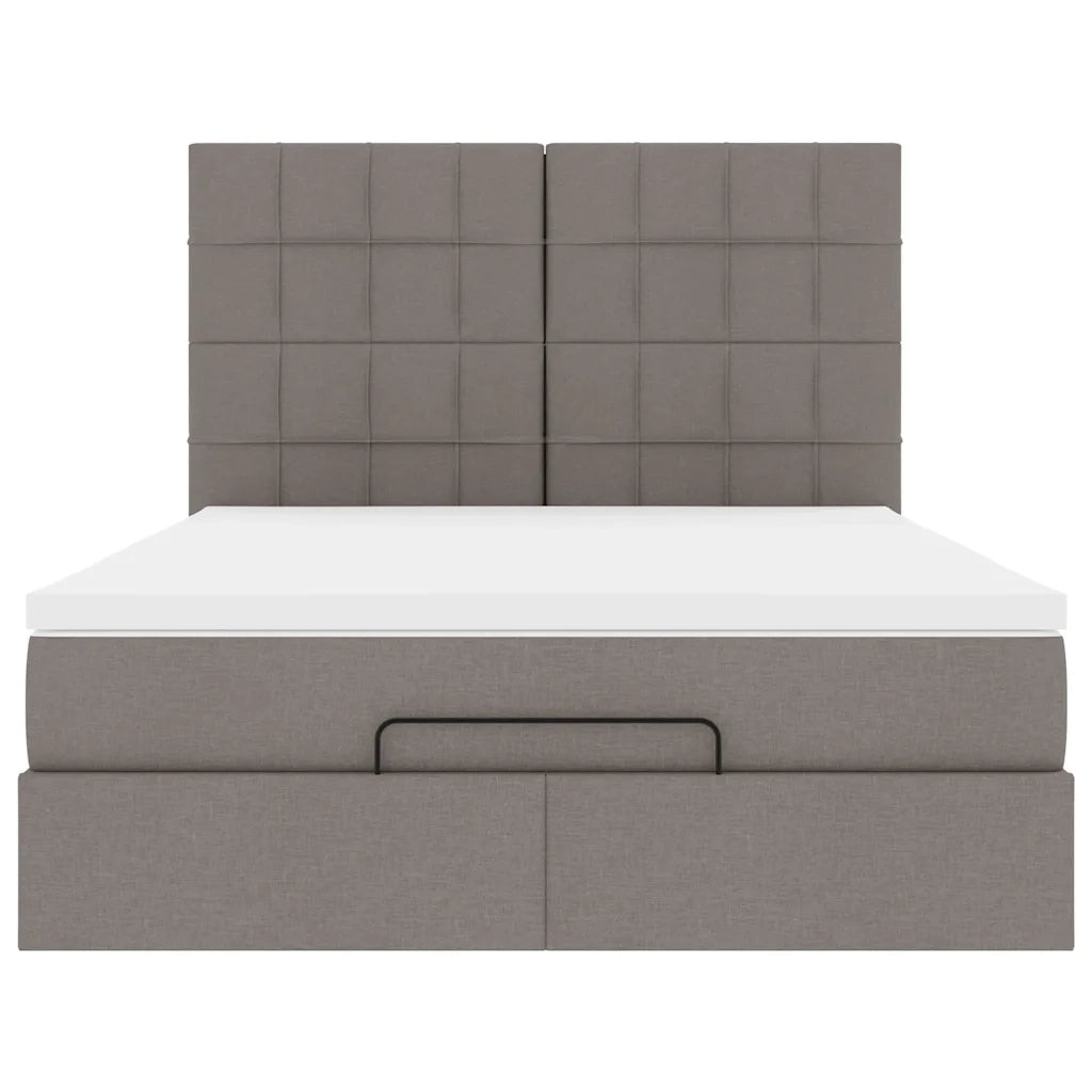 vidaXL Struttura Letto Pouf con Materasso Tortora 140x190 cm Tessuto