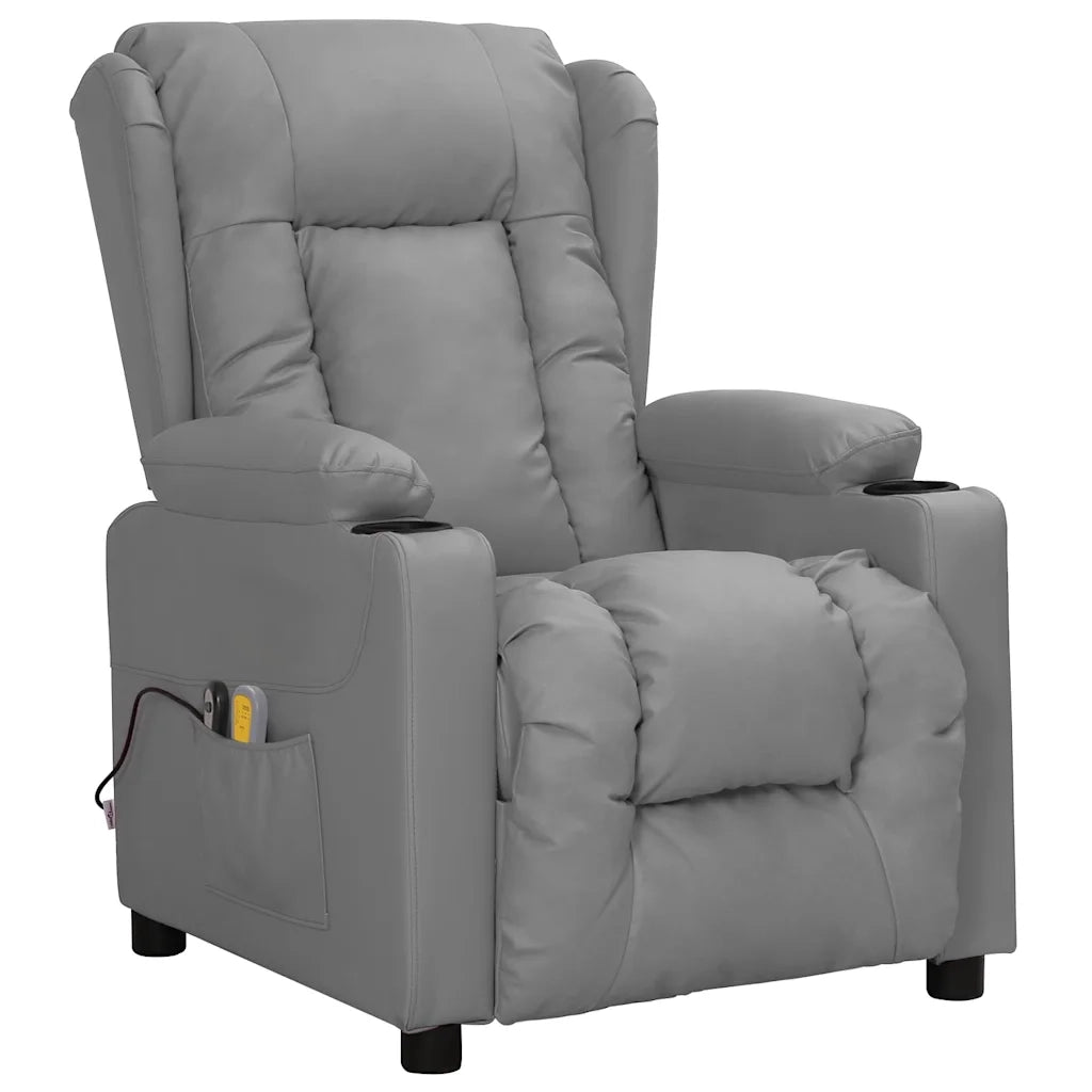 Poltrona Massaggiante Elettrica Grigio Similpelle