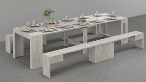 Set 2 Panche Allungabili 66/290x25x45 cm Pratika Singola A e B Cemento