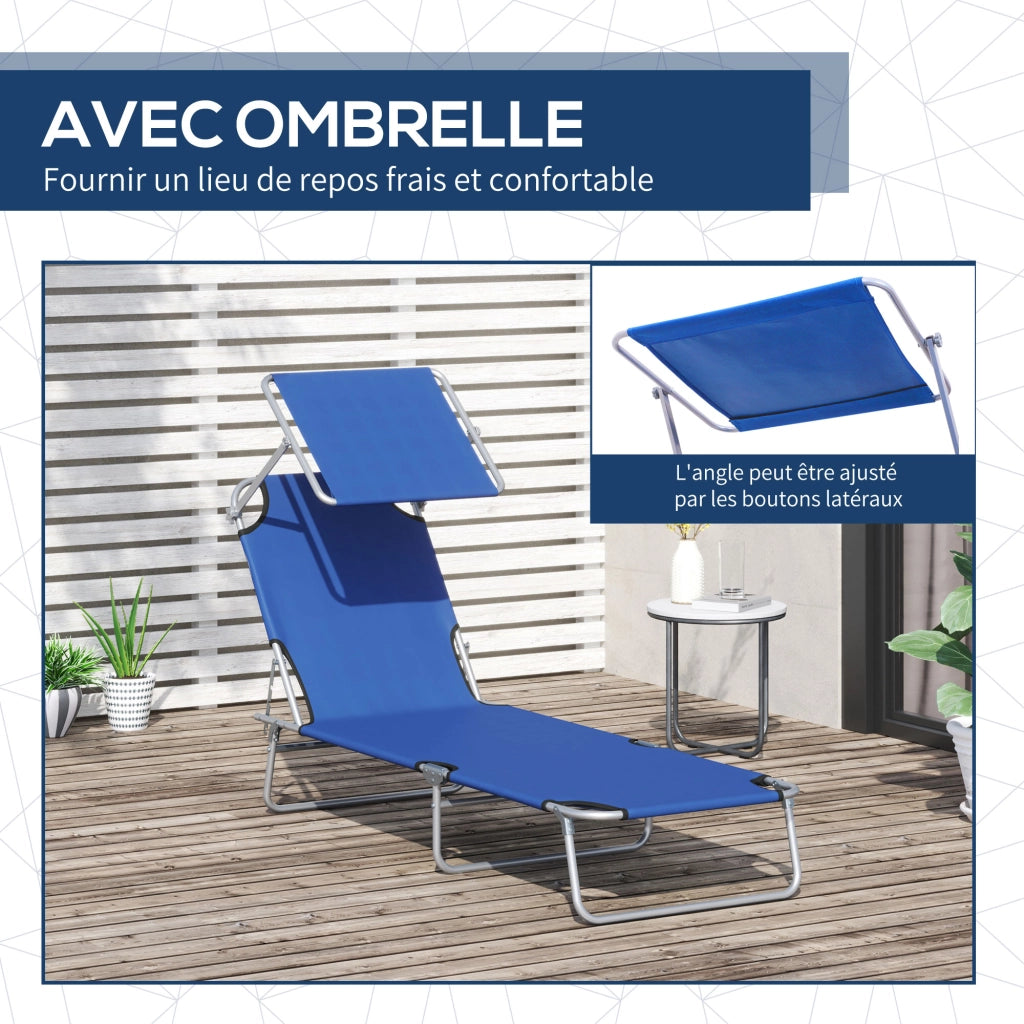 Chaise longue pieghevole ¨C zephmum ¨C 187x58x36 cm blu