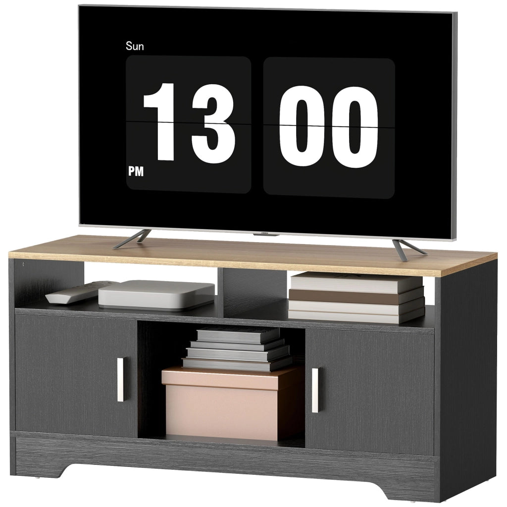 Mobile TV in legno con 2 ripiani 3 ante effetto legno nero ¨C Xylo ¨C 105x40x52 cm