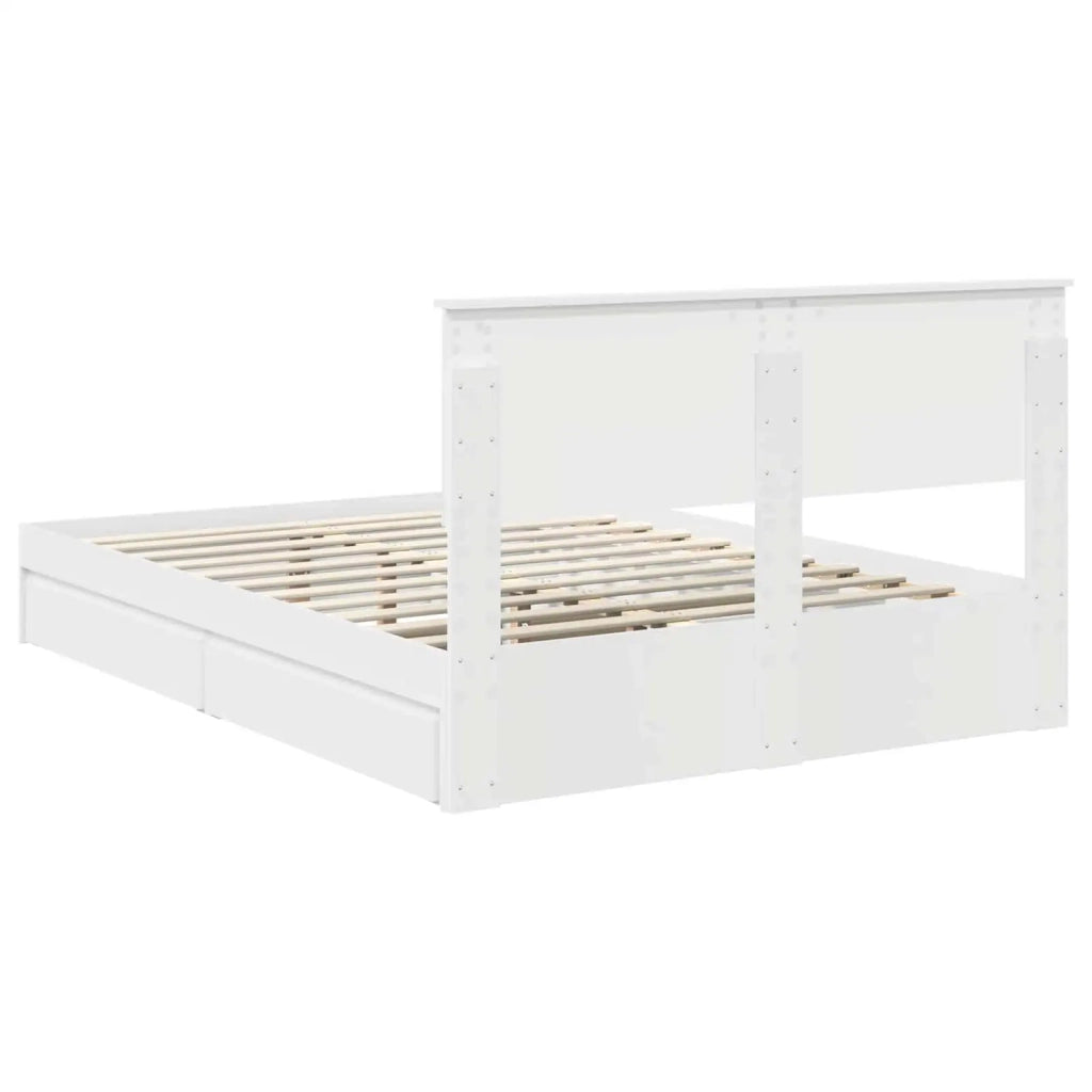 Letto con Contenitore Bianco 140 x 190 cm Legno multistrato