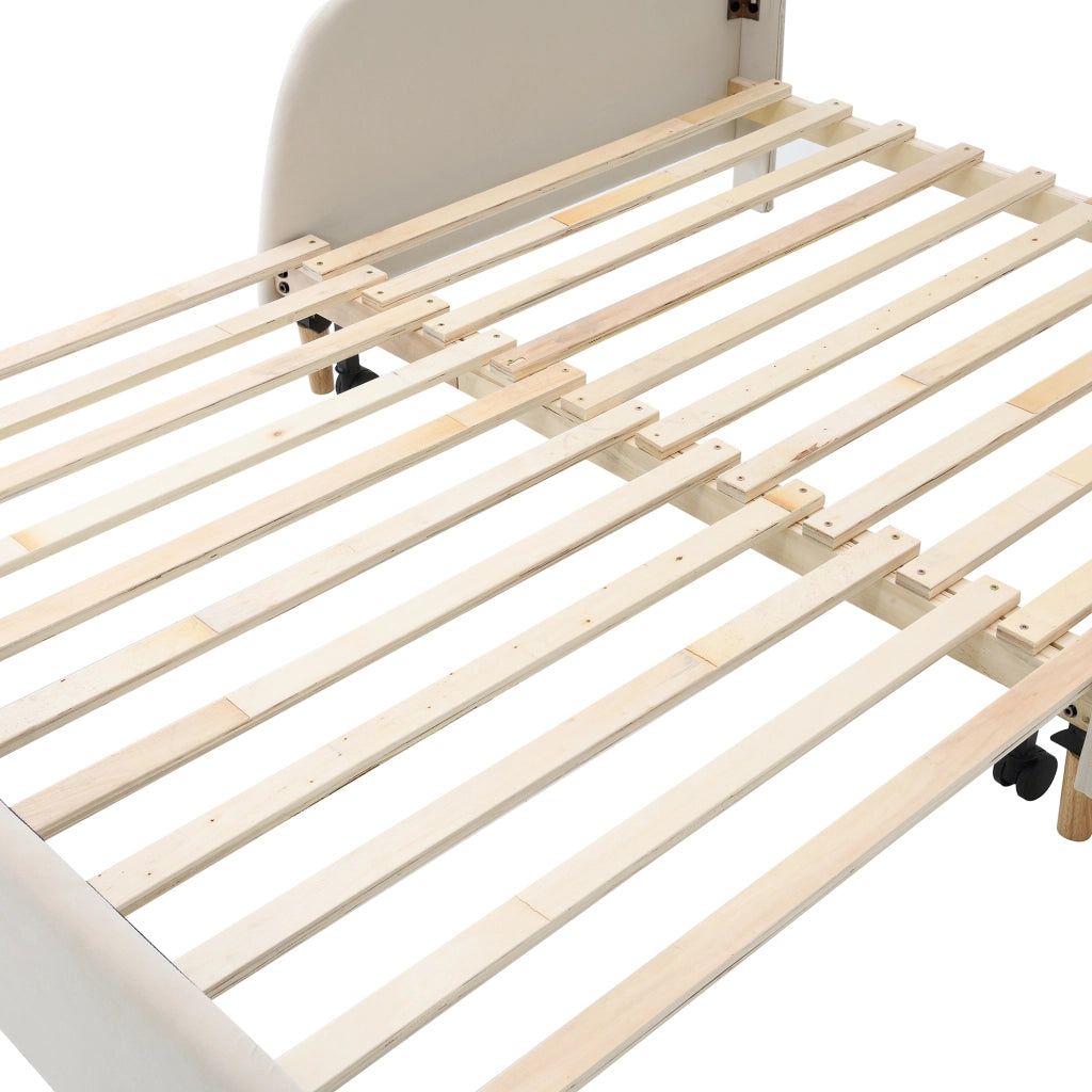 DESMIU Letto estraibile matrimoniale 2 posti con bordi morbidi e forma di orso, 140 × 200 cm e 140 × 105 cm, con materasso