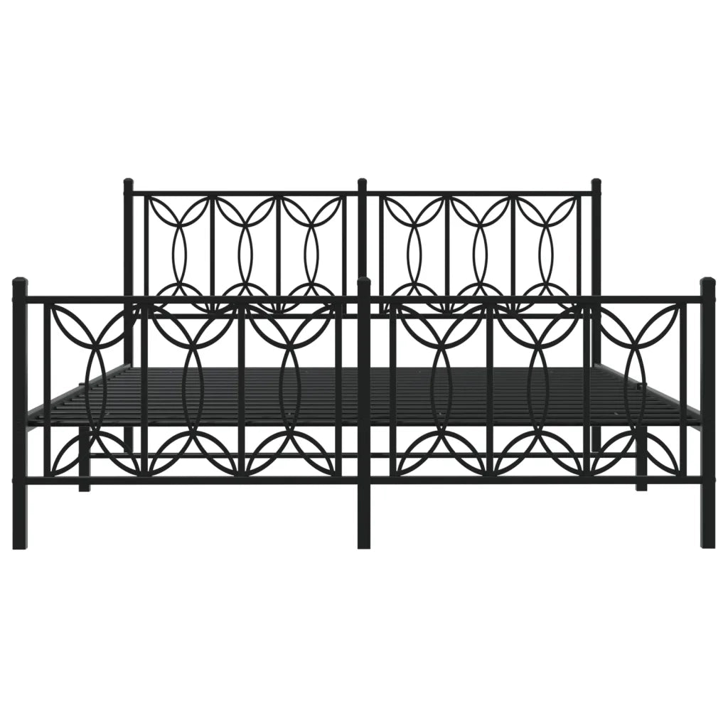 Giroletto con Testiera e Pediera Metallo Nero 150x200 cm 376148