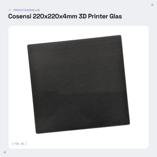 Sostituzione della superficie di stampa 3D - Dimensioni 220x220x4mm - Vetro resistente - Eccellente aderenza - Regolazione della temperatura - Alta affidabilità - Smalto poroso - Superficie di stampa 3D