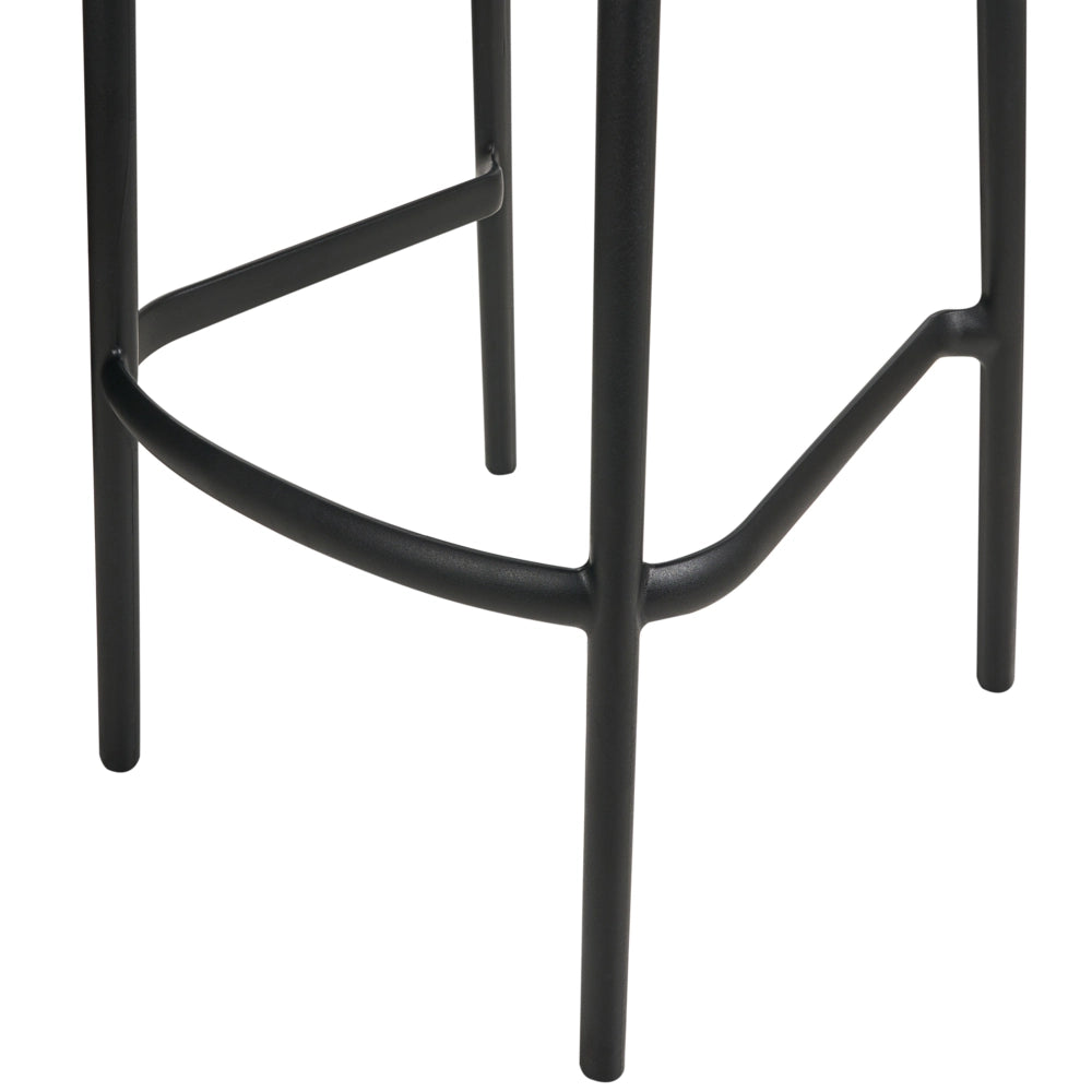 Set di 2 sedie da bar in plastica nera moderna resistente alle intemperie per uso interno ed esterno