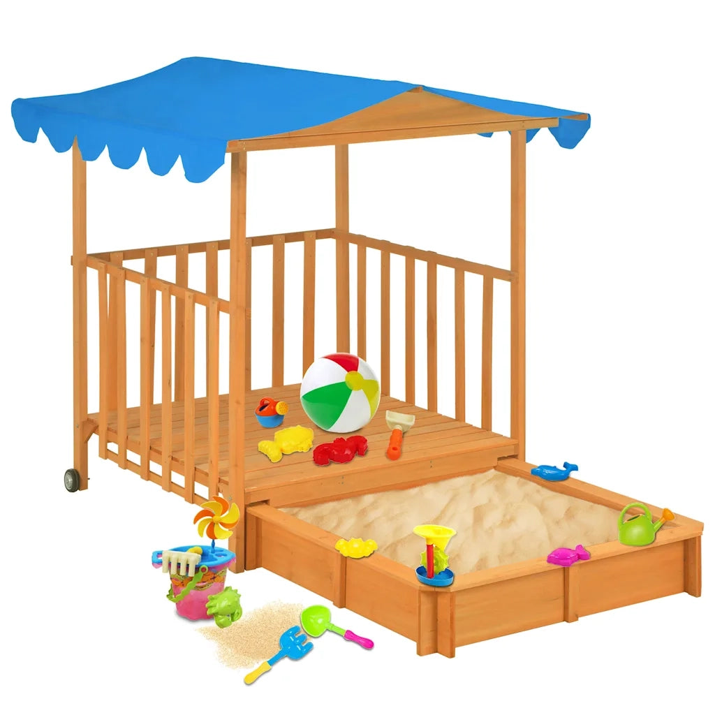Casetta dei Giochi con Sabbiera in Legno di Abete Blu UV50 CFW8871946