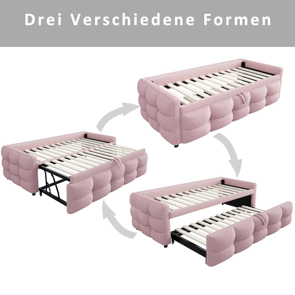 LETTO Combinato Estraibile 90/180x190 cm Teddy Rosa