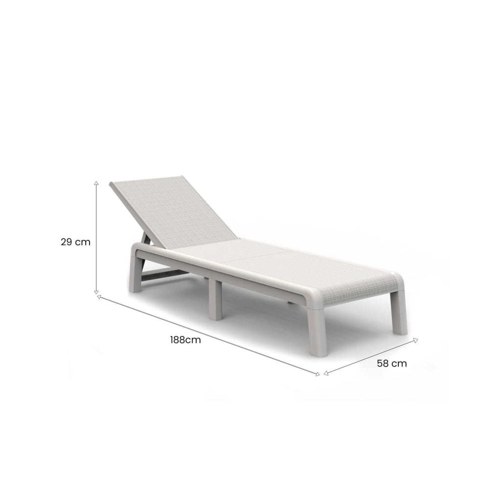 Lettino prendisole Shawinigan, Sdraio da giardino, Letto pieghevole outdoor, Sedia reclinabile, 188x58 h29 cm, Bianco