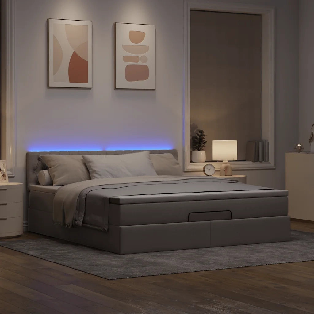 Struttura Letto Pouf con Materasso Tortora 160x200cm in Tessuto