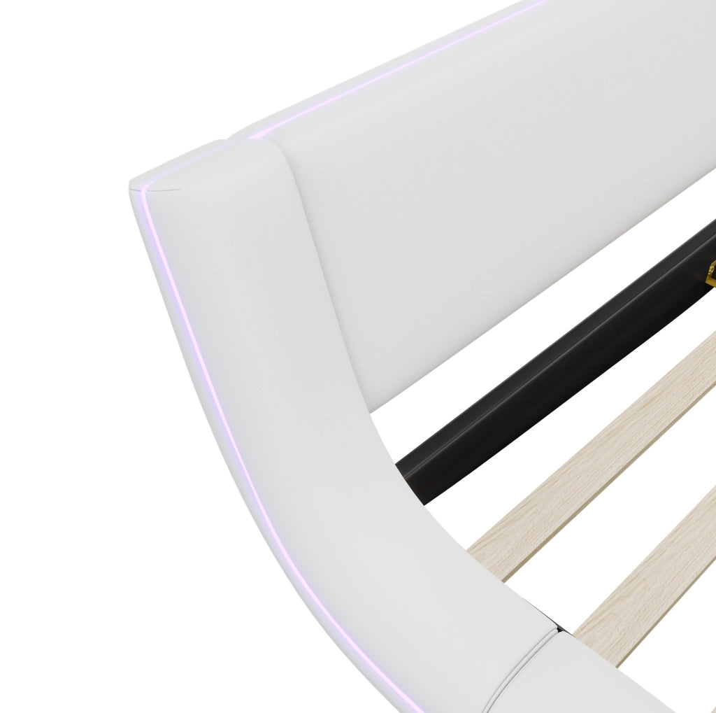 Letto a pavimento 160x200 cm in PU e MDF con illuminazione LED