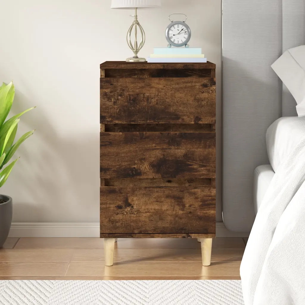 Comodino | Armadio da Notte | Mobiletto da notte Rovere Fumo 40x35x70 cm Legno Multistrato