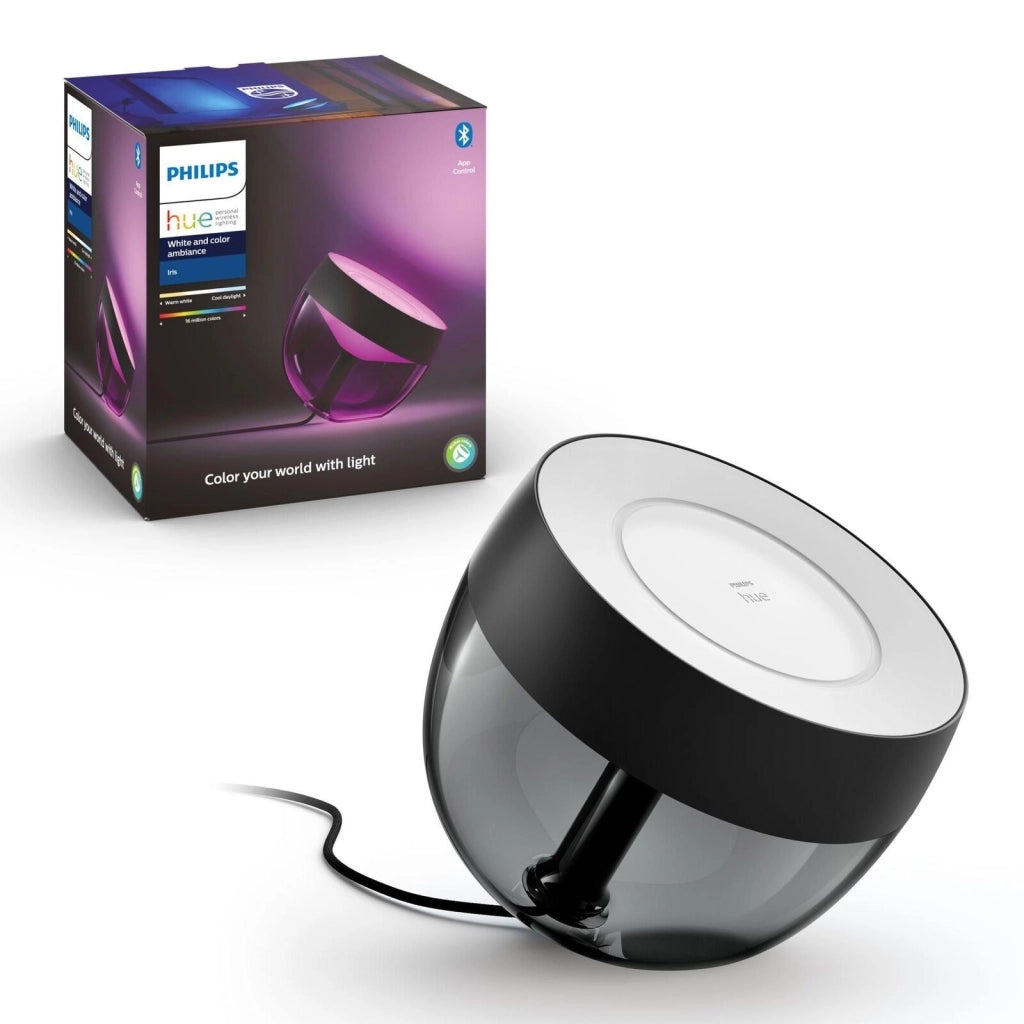 Philips by Signify 8719514264489 Philips Hue White and Color ambiance Lampada da tavolo Iris Lampada da tavolo intelligente LED Bluetooth Zigbee dimmerabile 570 lm colore Nero