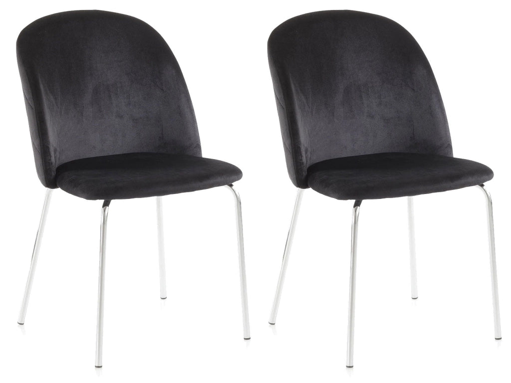 Set 2 Sedie 45x47x85 cm in Velluto Nero