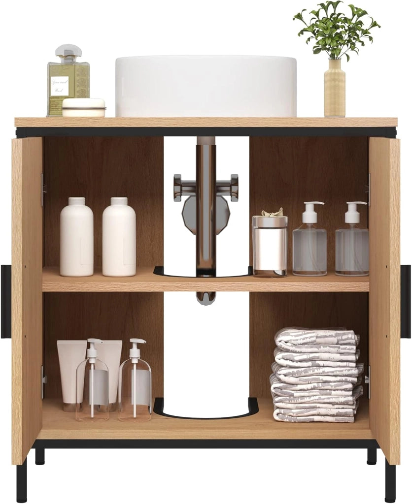 Set di mobili da bagno con armadietto a specchio in metallo + legno modello 11