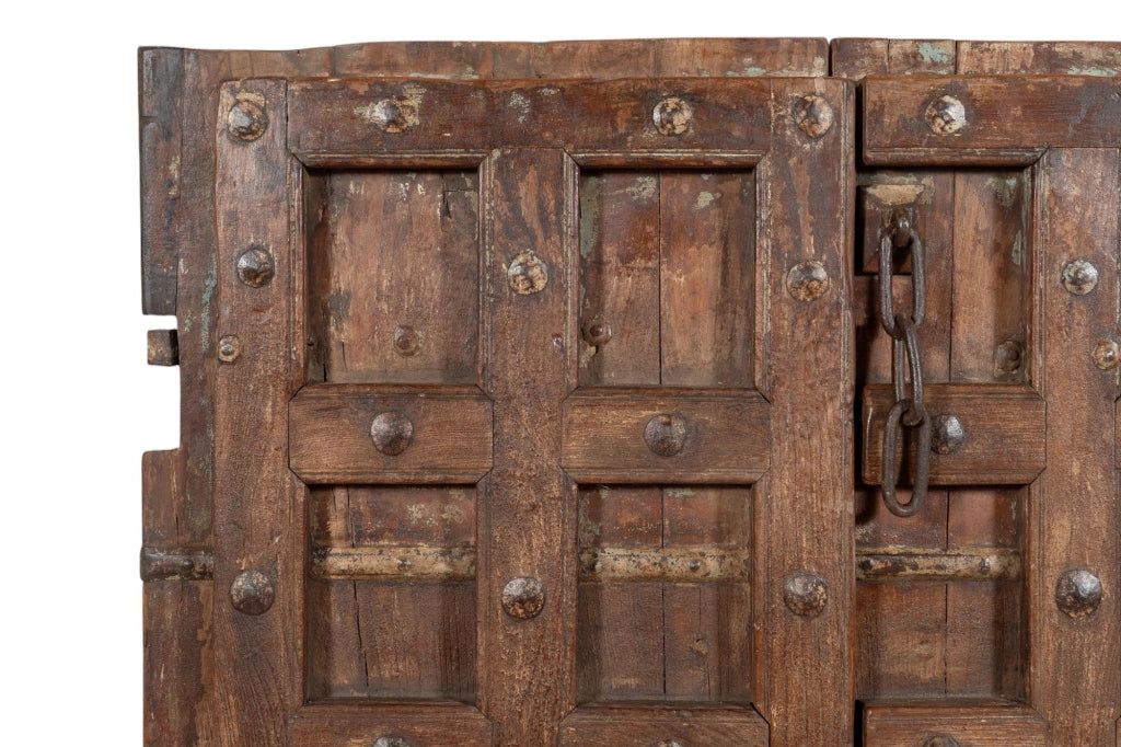 Biscottini Porta portone in legno massello e ferro da interno o da esterno vecchia e antica medievale scorrevole