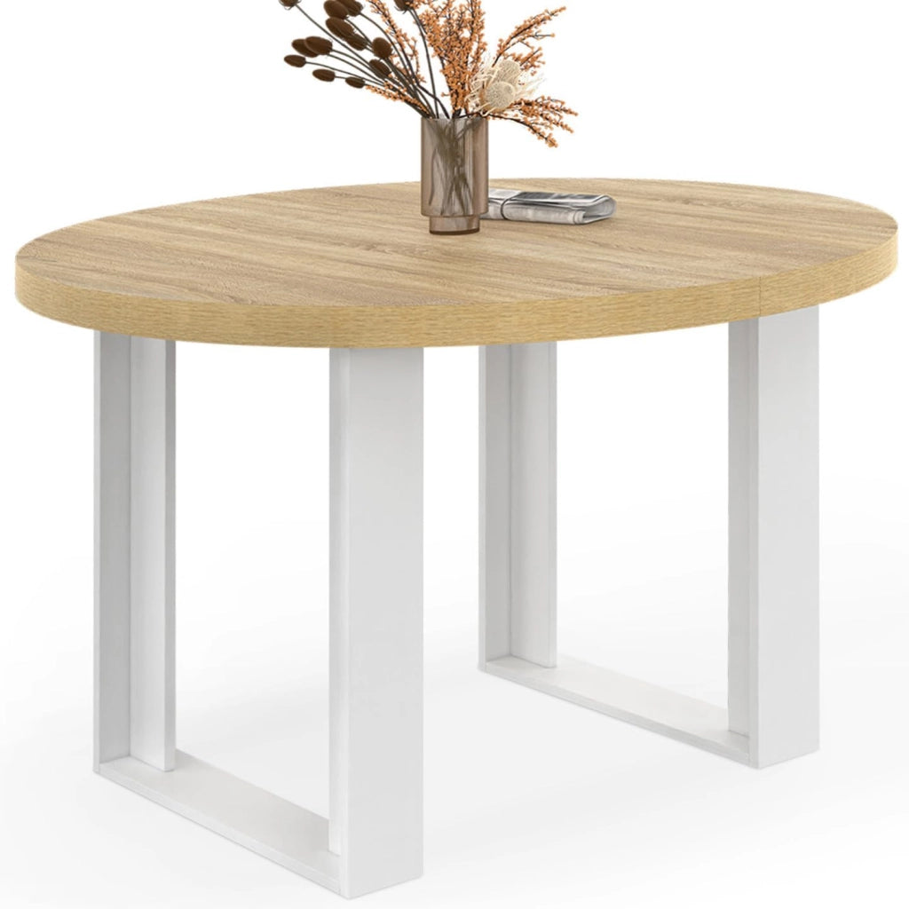 Tavolo da pranzo rotondo PHOENIX per 4 persone in legno e bianco 110 cm