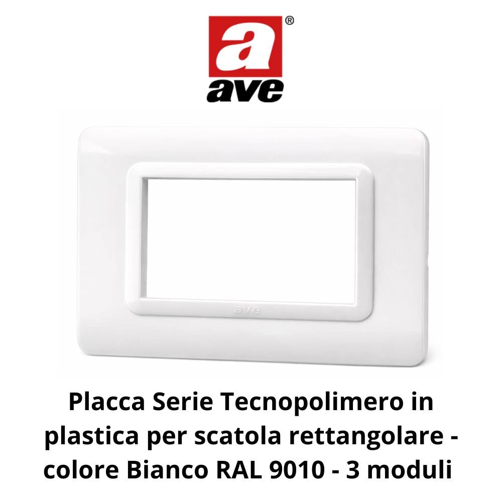 Placa ave s44 bianco in tecnopolimero design elegante *** numero posti 3 posti, confezione 1
