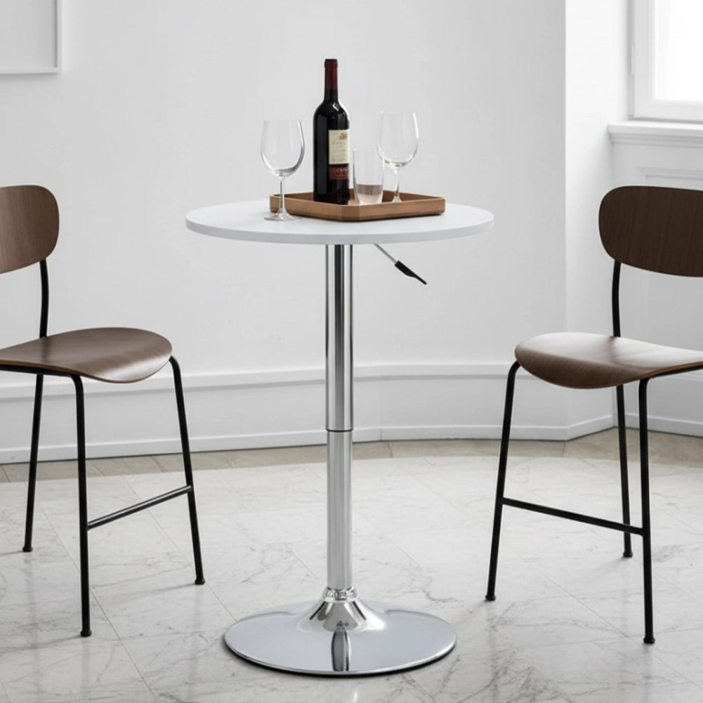 Tavolo Bar Girevole Bianco Diametro 60 cm Altezza Regolabile per Bar Ristoranti