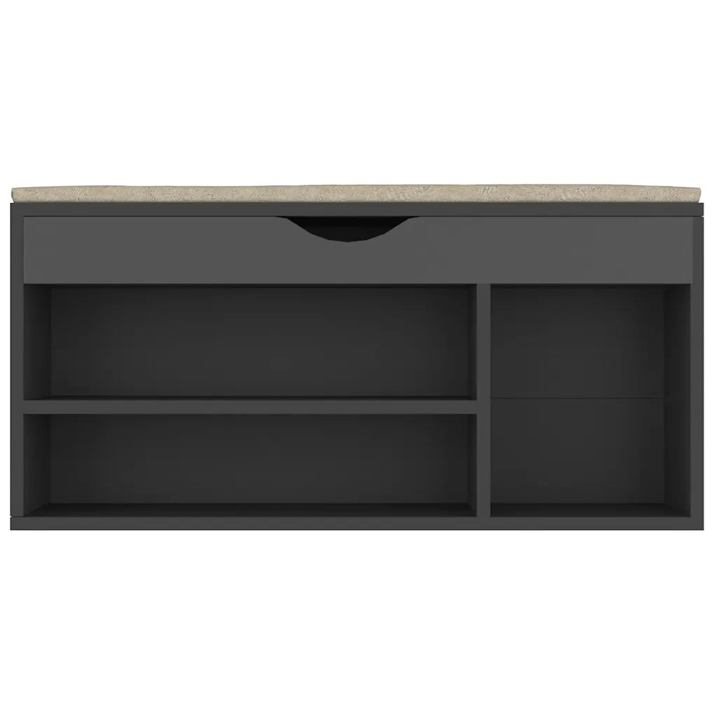Panca Porta Scarpe con Cuscino-Sgabello-Panca Scarpiera Grigia 104x30x49cm Multistrato