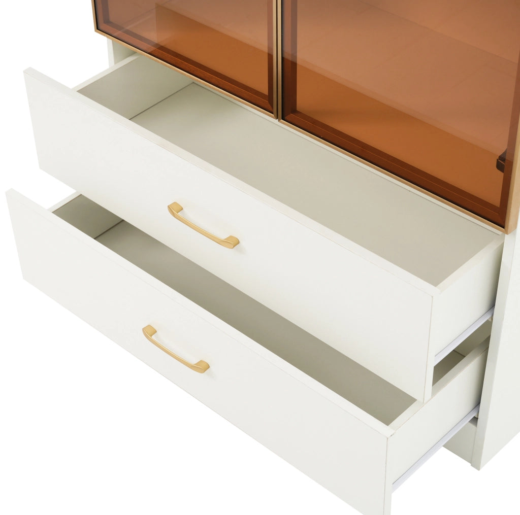 Mobile bagno alto con ante in vetro temperato; bianco; in MDF