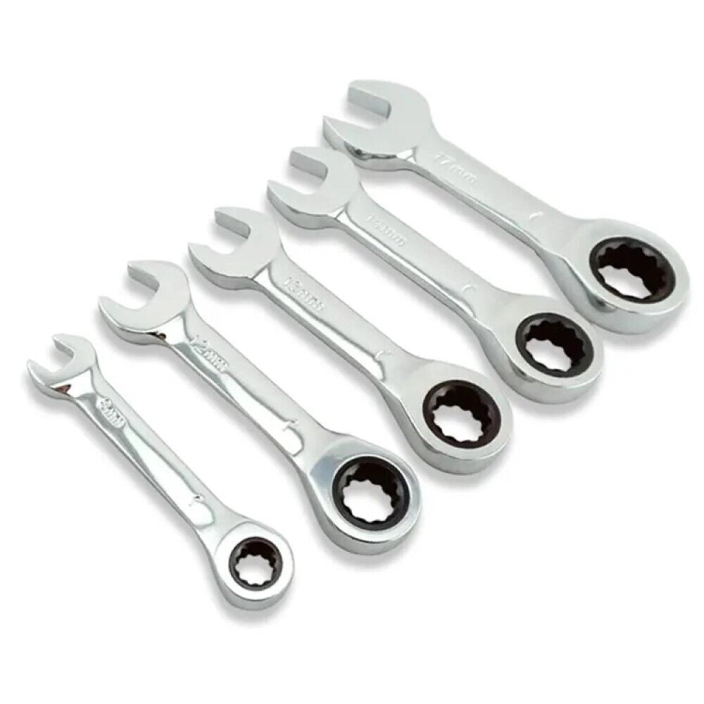 Set 5 chiavi combinate Cr-V fisse a cricchetto 10 12 13 17 e 19mm Art. 01083