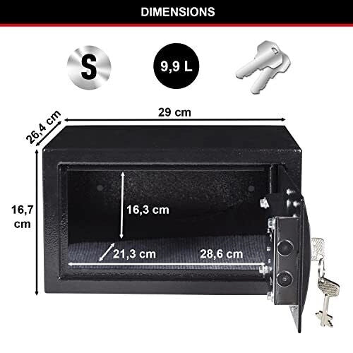 MASTER LOCK X031ML Cassetta di sicurezza portatile in Acciaio con Serratura a Chiave 2 Chiavi Incluse colore Nero
