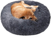 Donut letto rotondo per gatti e cani - Caldo abbracciatore in grigio scuro 50cm