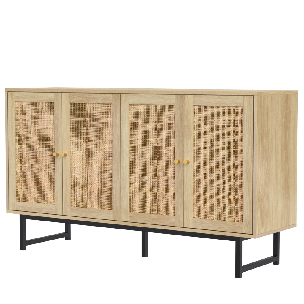 Credenza con Rattan ¨C MINIMAL ¨C 4 Ante, 140x39,5x80 cm