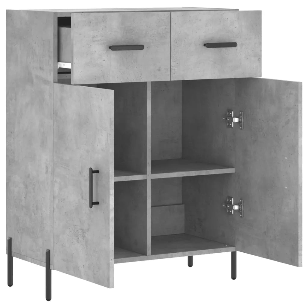 Credenza Grigio Cemento 69,5x34x90 cm in Legno Multistrato 827992